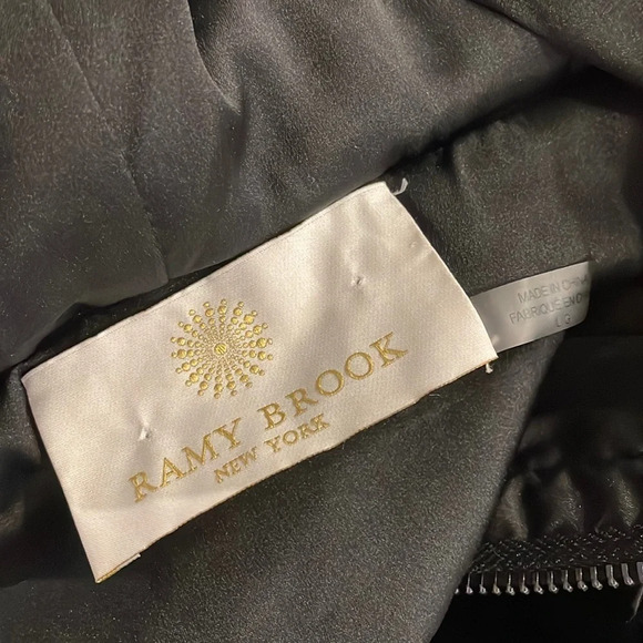 RAMY BROOK Black Onyx Hooded Faux Fur Coat Large - Picture 3 of 10